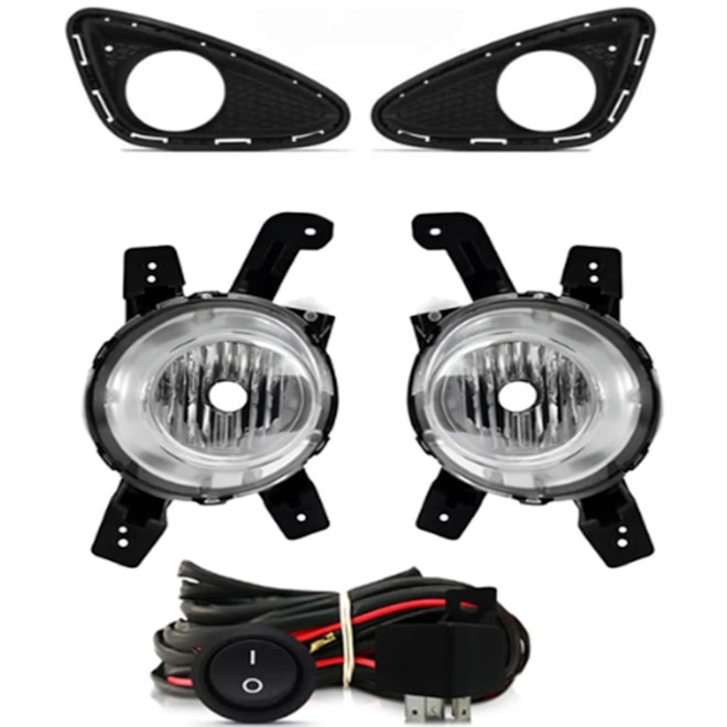 Kit Farol Milha HB20 2012 a 2015 Chicote Botão Universal