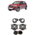 Kit Farol Milha KWID 2017 a 2022 Aro Cromado Chicote Botão Universal