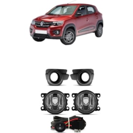 Kit Farol Milha Kwid 2017 a 2022 Preto Com Lâmpada Kit Farol Milha Kwid 2017 a 2022 Preto Com Lâmpada