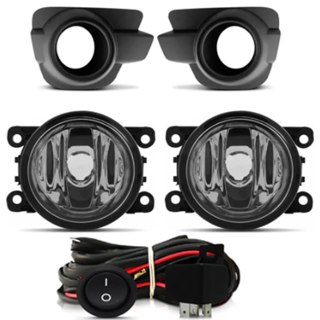 Kit Farol Milha KWID 20172022 Chicote Botão Universal