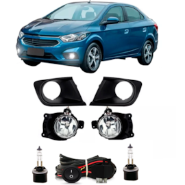Kit Farol Milha ONIX PRISMA 2017 a 2020 Preto Com Lâmpada
