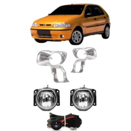 Kit Farol Milha PALIO 2001 a 2003 Cromado Chicote Botão Universal Kit Farol Milha PALIO 2001 a 2003 Cromado Chicote Botão Universal