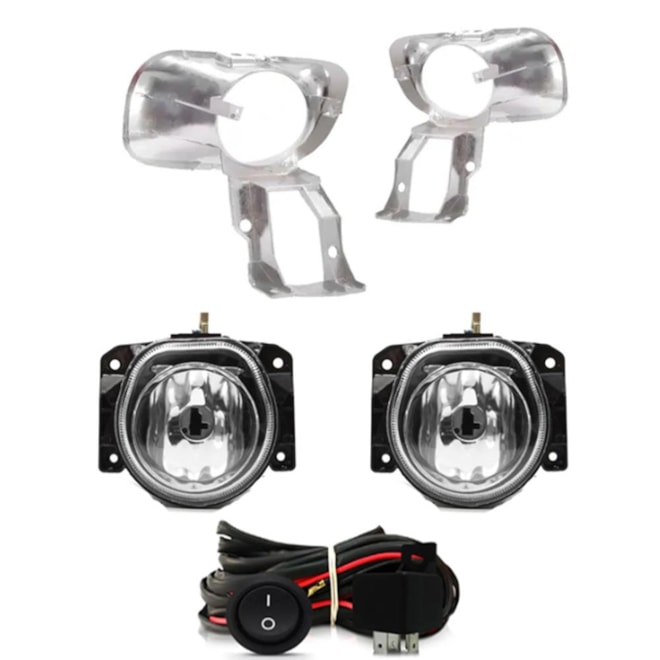 Kit Farol Milha PALIO 2001 a 2003 Cromado Chicote Botão Universal Kit Farol Milha PALIO 2001 a 2003 Cromado Chicote Botão Universal