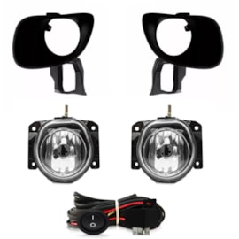 Kit Farol Milha PALIO 2001 a 2003 Preto Chicote Botão Universal