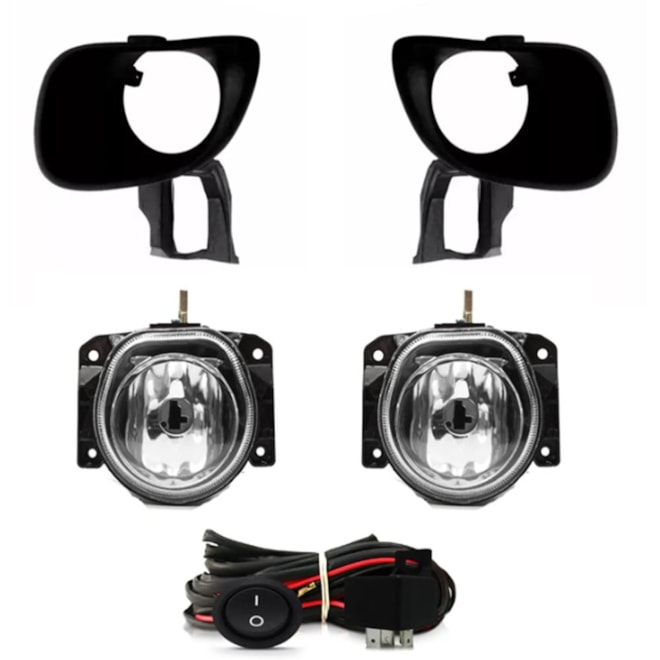 Kit Farol Milha PALIO 2001 a 2003 Preto Chicote Botão Universal