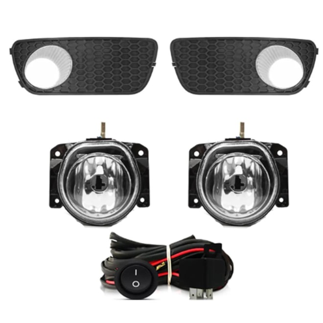 Kit Farol Milha PALIO 2005 a 2010 Chicote Botão Universal