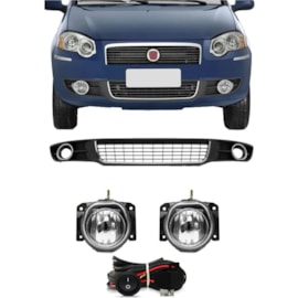 Kit Farol Milha PALIO 2010 a 2012 Friso Aro Cromado Chicote Botão Universal