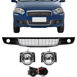 Kit Farol Milha PALIO 2010 a 2012 Friso Cromado Chicote Botão Universal