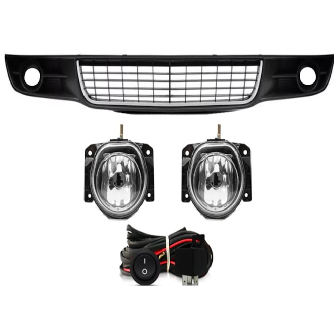 Kit Farol Milha PALIO 2010 a 2012 Friso Cromado Chicote Botão Universal