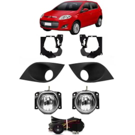 Kit Farol Milha PALIO 2012 a 2018 Cinza Chicote Botão Universal