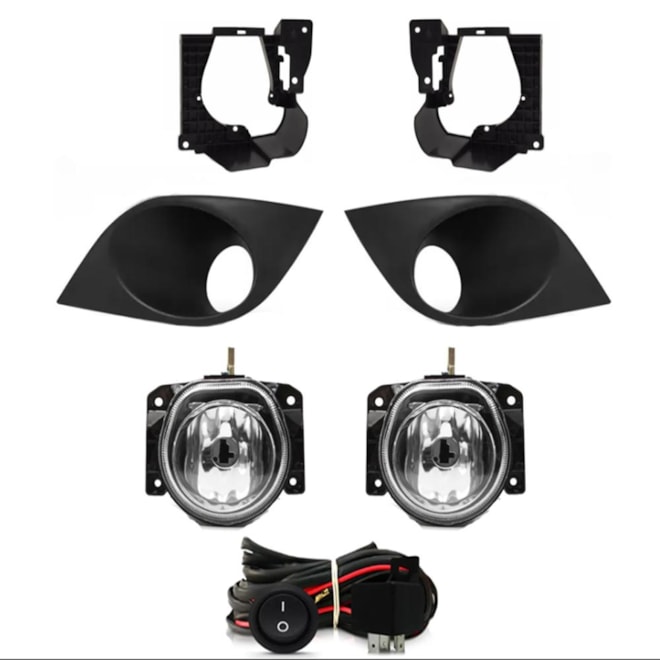 Kit Farol Milha PALIO 2012 a 2018 Cinza Chicote Botão Universal