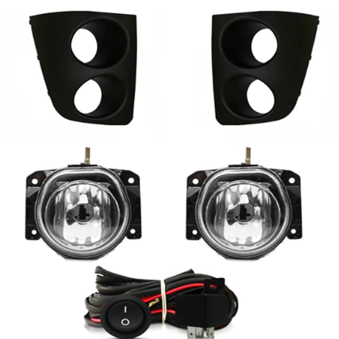 Kit Farol Milha PALIO ADVENTURE STRADA 2004 a 2008 Preto Chicote Botão Universal