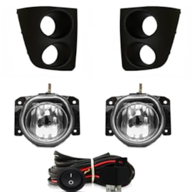 Kit Farol Milha Palio Adventure Strada 2005 a 2008 Preto Com Lâmpada