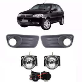 Kit Farol Milha Palio Way 2009 a 2014 Cinza Com Lâmpada