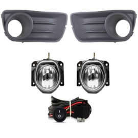Kit Farol Milha Palio Way 2009 a 2014 Cinza Com Lâmpada