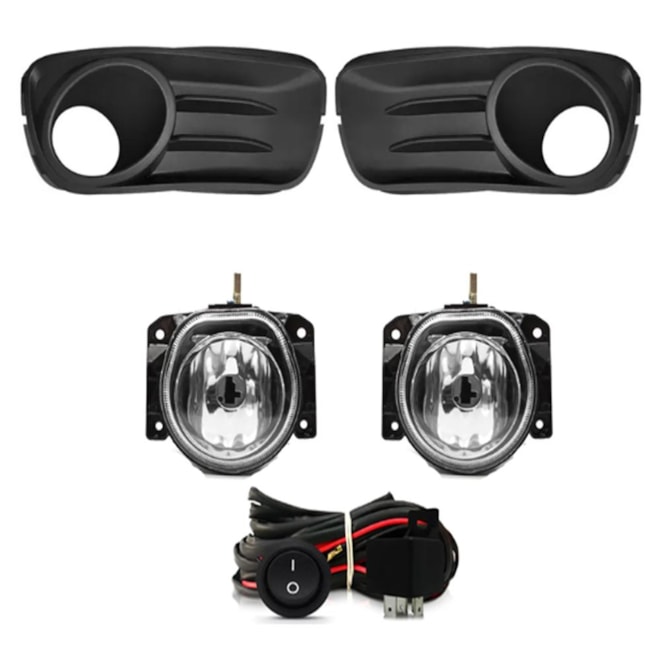 Kit Farol Milha PALIO WAY 2014 a 2016 Preto Chicote Botão Universal
