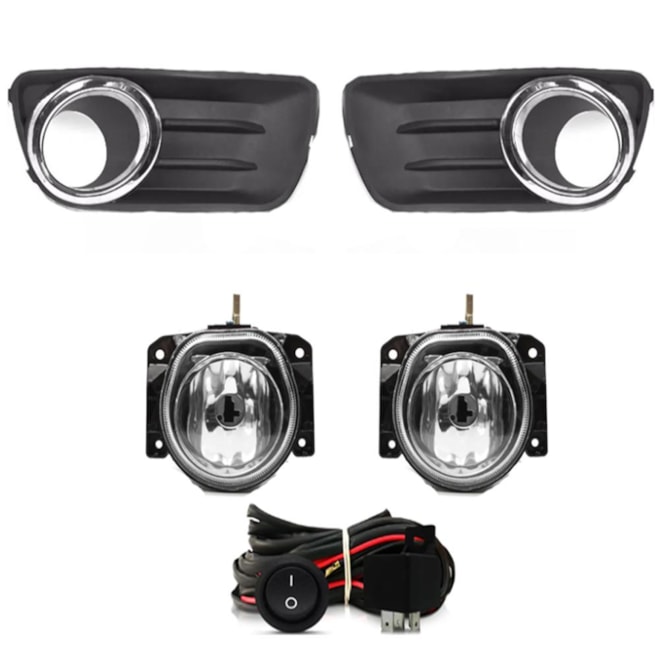 Kit Farol Milha PALIO WAY 20142016 Preto Aro Cromado Chicote Botão Universal