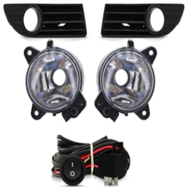 Kit Farol Milha Polo Hatch Sedan 2007 a 2011 Preto Com Lâmpada