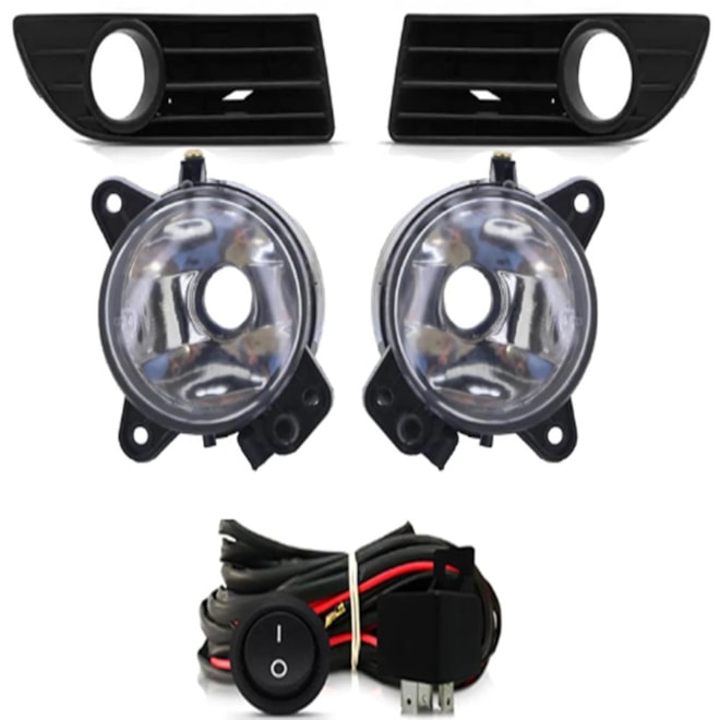 Kit Farol Milha Polo Hatch Sedan 2007 a 2011 Preto Sem Lâmpada