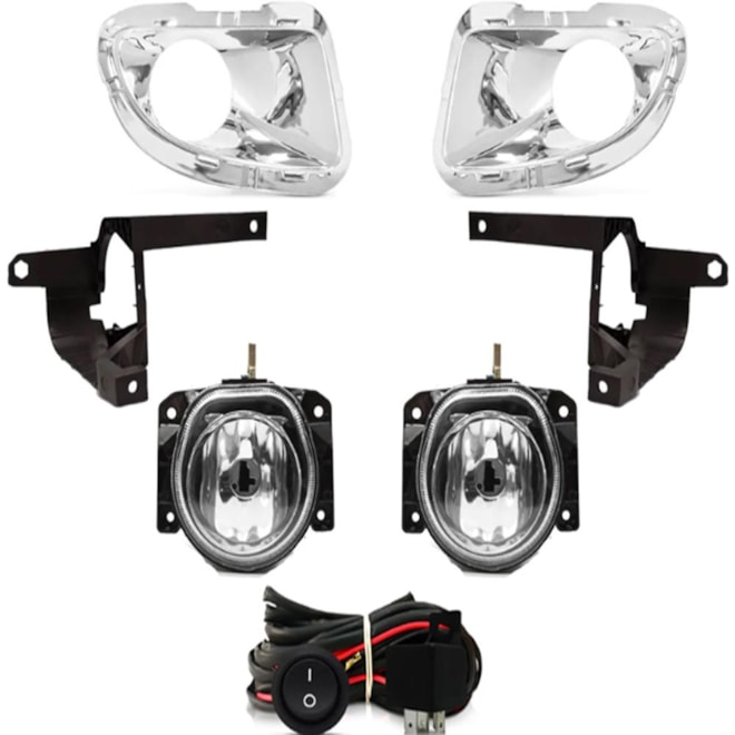 Kit Farol Milha Punto 2007 a 2012 Cromado Com Lâmpada