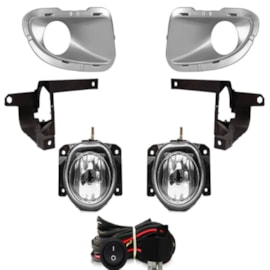 Kit Farol Milha PUNTO 2007 a 2012 PRATA Chicote Botão Universal
