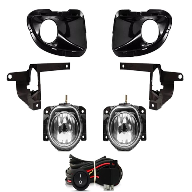 Kit Farol Milha PUNTO 2007 a 2012 Preto Chicote Botão UNIVeRSSAL