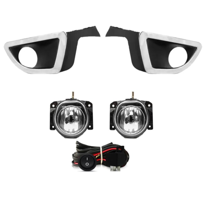 Kit Farol Milha SIENA EL 2013 a 2016 Aro Cromado Com Lâmpada