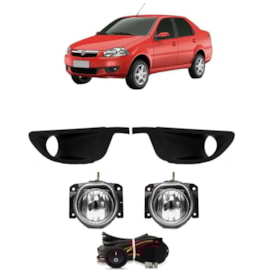 Kit Farol Milha SIENA eL 2013 a 2016 Chicote Botão Universal