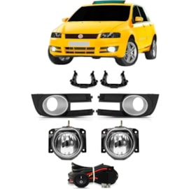 Kit Farol Milha Stilo 2007 a 2011 Aro Prata ComLâmpada