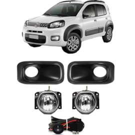 Kit Farol Milha UNO 2015 a 2017 Preto Com Lâmpada