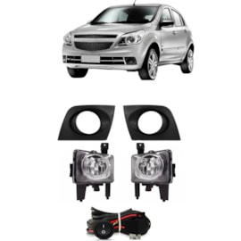 Kit Farol Milha UP 2014 a 2016 Aro Prata Com Lâmpada