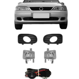 Kit Farol Milha Vectra 2000 a 2002 Preto Com Lâmpada Kit Farol Milha Vectra 2000 a 2002 Preto Com Lâmpada