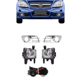 Kit Farol Milha Vectra 2006 a 2009 Cromado Com Lâmpada