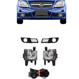 Kit Farol Milha Vectra 2006 a 2009 Preto Com Lâmpada