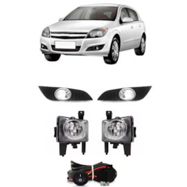 Kit Farol Milha VECTRA 2009 a 2011 Aro Cromado Chicote Botão Universal