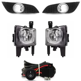 Kit Farol Milha VECTRA 2009 a 2011 Aro Cromado Chicote Botão Universal