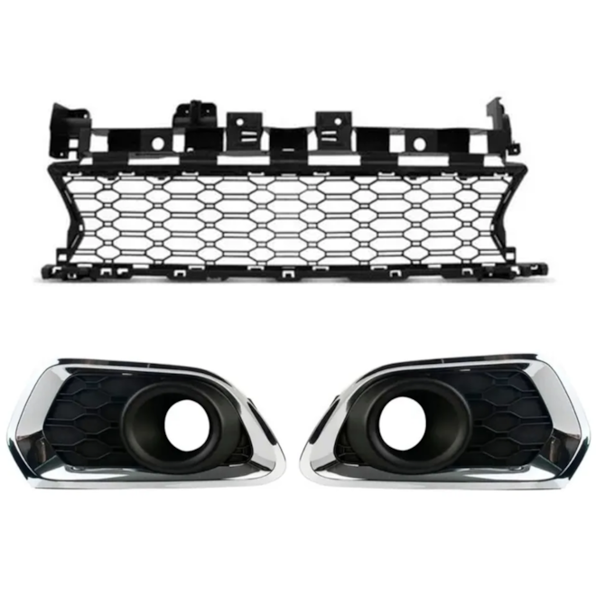 Kit Grade Milha Parachoque SANDERO 15 a 17 C/ Furo Cromado Kit Grade Milha Parachoque SANDERO 15 a 17 C/ Furo Cromado