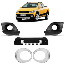 Kit Grade Parachoque SAVEIRO 10/12 C Aro 5 pçs Escrita Prata Kit Grade Parachoque SAVEIRO 10/12 C Aro 5 pçs Escrita Prata