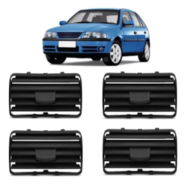 Kit Moldura Painel Tela Difusor Ar Preto Com 4 Pçs