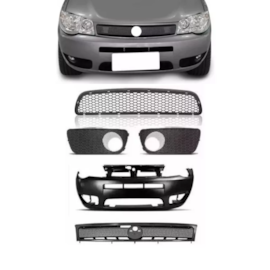 Kit Parachoque Palio 2004 a 2008 Completo 5 Pecas Com Furo