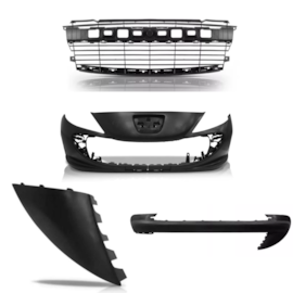 KIT PARACHOQUE PEUGEOT 207 09/14 S/M (4 PEÇAS) GRADE PRETA
