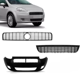 Kit Parachoque PUNTO 07 a 11 Dianteiro 3 Peças Preto