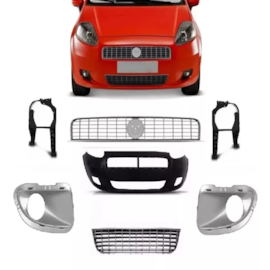 Kit Parachoque PUNTO 07 a 11 Dianteiro com Furo 7 Peças Prata