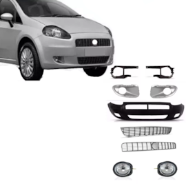 Kit Parachoque PUNTO 07 a 11 Dianteiro com Furo 9 Peças Prata