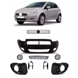Kit Parachoque PUNTO 07 a 11 Dianteiro com Furo 9 Peças Preto