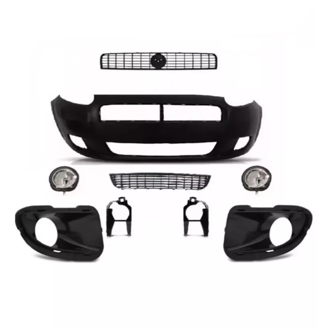Kit Parachoque PUNTO 07 a 11 Dianteiro com Furo 9 Peças Preto