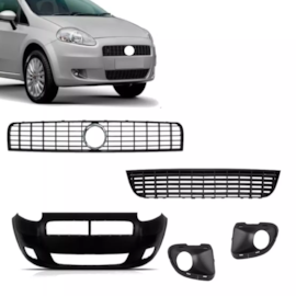 Kit Parachoque PUNTO 07 a 11 DIANTEIRO sem Furo 5 Peças Preta