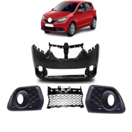 Kit Parachoque SANDERO 15 a 19 Dianteiro Com Milha 4 Peças