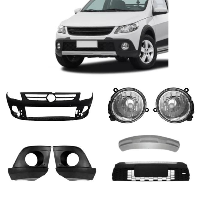 Kit Parachoque SAVIEIRO G5 10 a 12 CROSS 7 Peças Friso Prata Kit Parachoque SAVIEIRO G5 10 a 12 CROSS 7 Peças Friso Prata