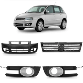 Kit Parachoque STILO 07 a 12 Dianteiro C Milha Cinza 4 pçs